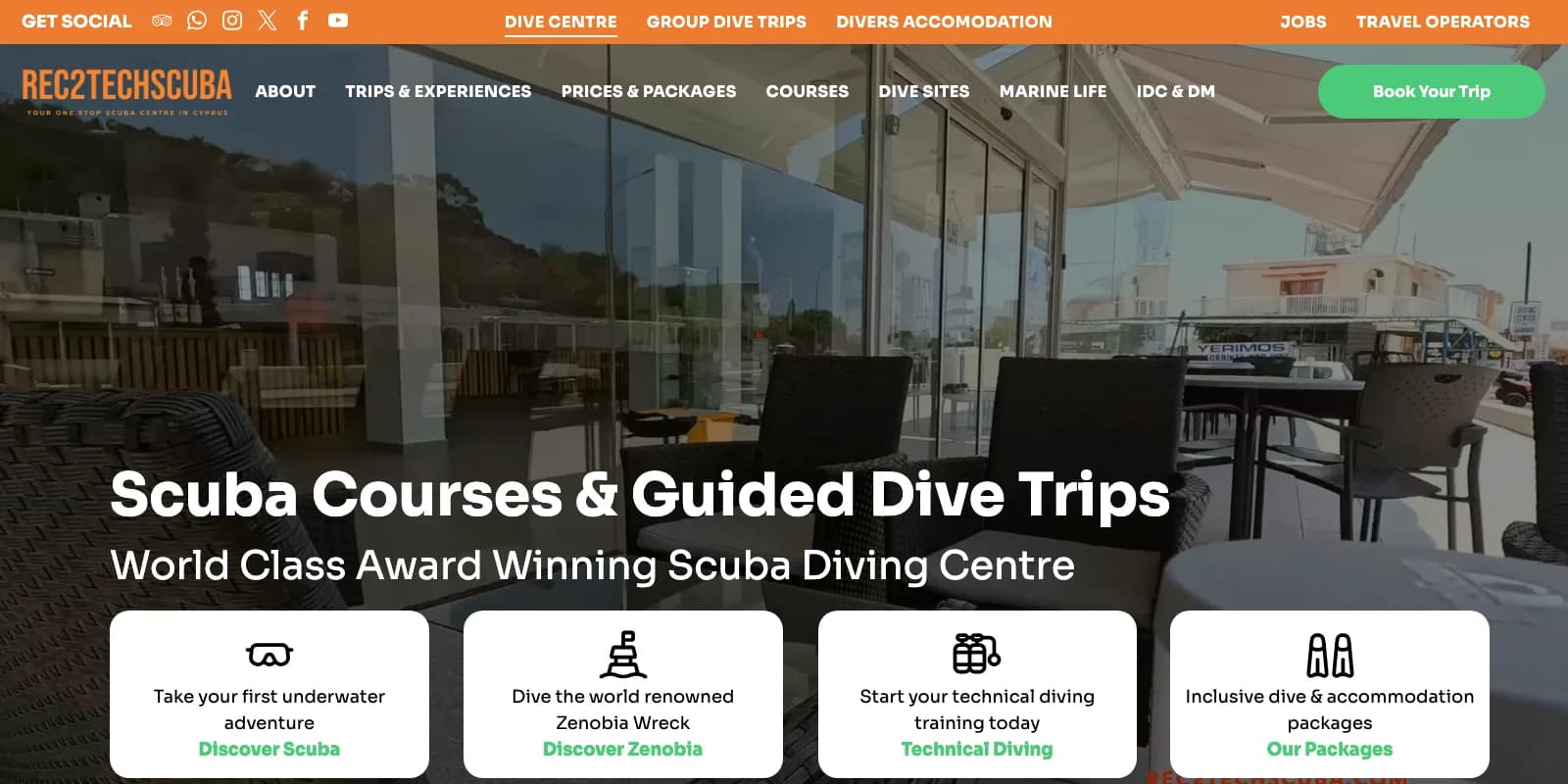 REC2TECH SCUBA website homepage — rec2techscuba.com