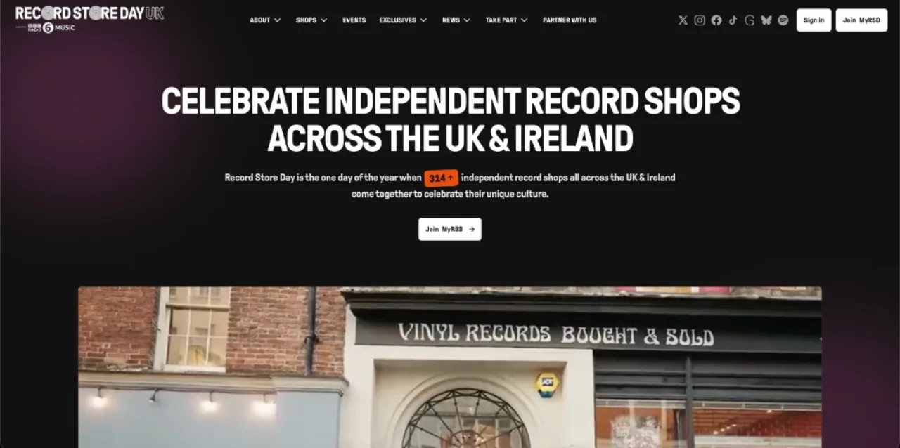 Record Store Day UK homepage: Celebrate independent record shops across the UK and Ireland, with Join MyRSD.